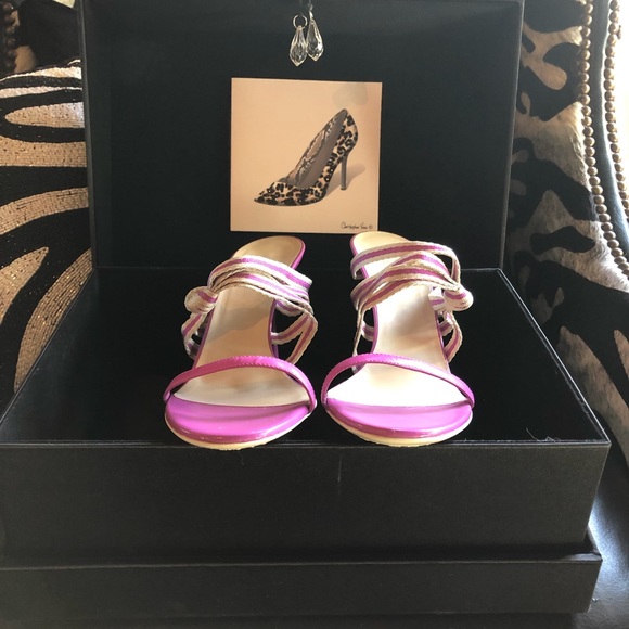 Gucci Shoes - Vintage Gucci Purple and Tan Slide